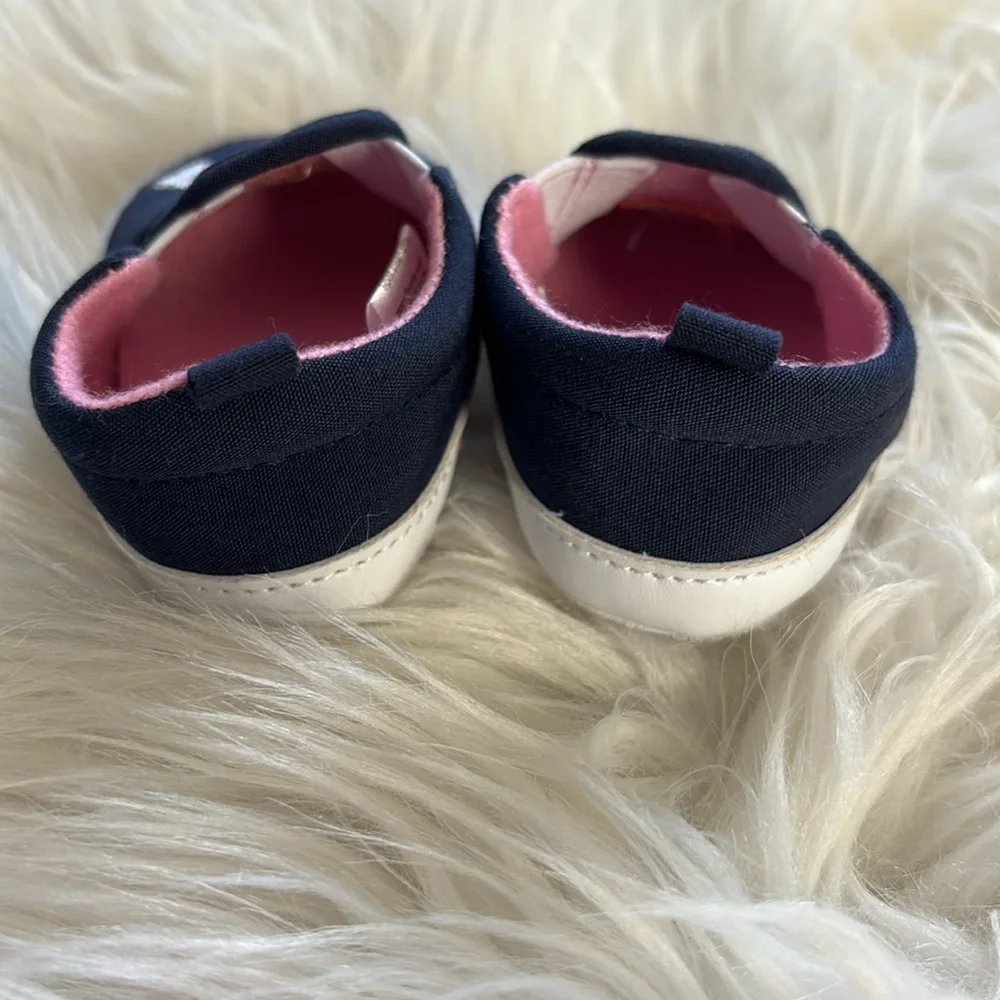 Little Treasures NWOB Rainbow Crib Shoes Navy 0-6 Months